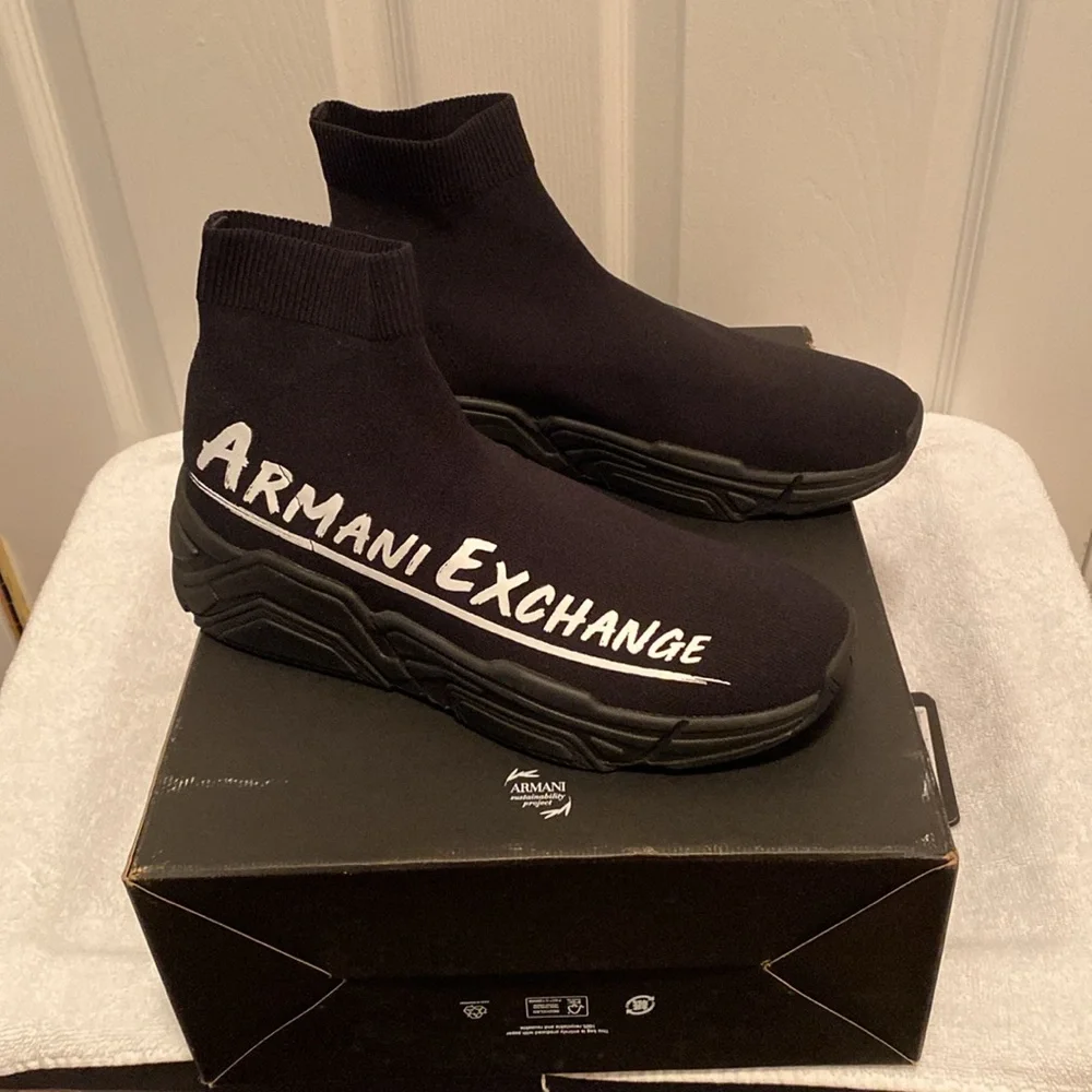 Brand New Armani Exchange Black Knit Sneakers…size 9 - Picture 2 of 10